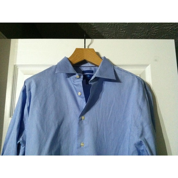 EGARA MENS BLUE 100%EGYPTIAN COTTON DRESS SHIRT W/FRENCH CUFFS SIZE: 17/34-35 - Picture 2 of 6